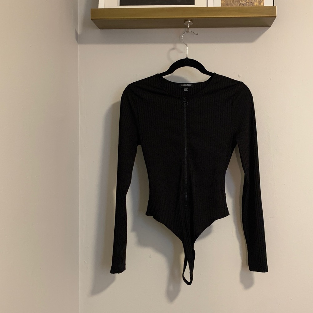 American Apparel Black Ribbed Bodysuit Size L